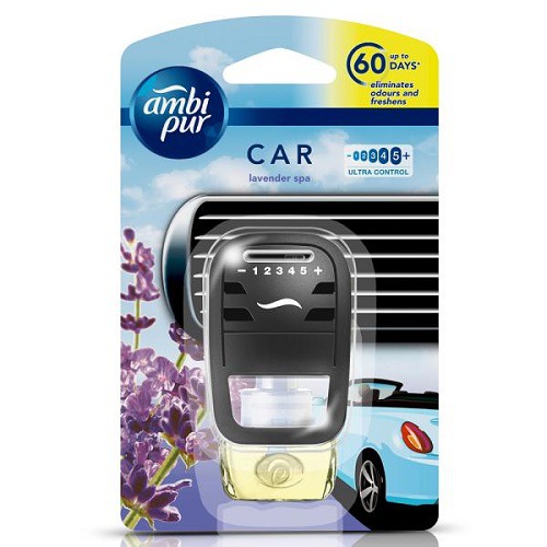 Ambi Pur Car Lavender Spa Car Freshener Starter Diffuser Kit and Perfume Bottle 7.5 ml