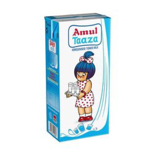 Amul Taaza Homogenised Toned Milk, 6x1 L Multipack  6ltr