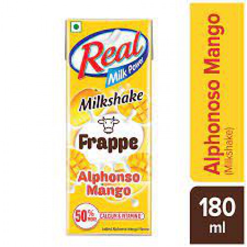 Real Milk Power Milkshake Frappe - Alphonso Mango, Rich In Calcium & Vitamin D, 180 ml