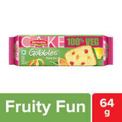 Britannia Gobbles - Bar Cake, Fruity Fun, 100% Veg, 64 g