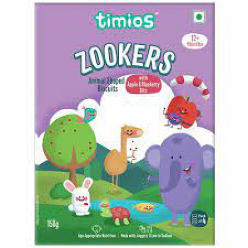 Timios Zookers Apple & Blueberry Biscuits Baby Food (12 Months +)  120gm