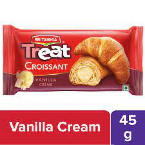 Britannia Treat Croissant - Vanilla Creme Filling, 100% Veg, Soft, 45 g