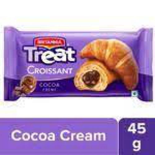 Britannia Treat Croissant - Cocoa Creme Filling, 100% Veg, Soft, 45 g