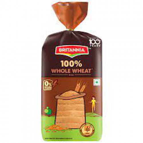 Britannia 100% Whole Wheat Bread, 450 g Pouch