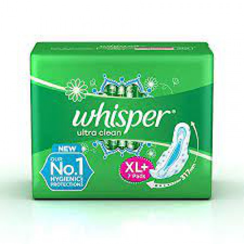 Whisper Ultra Clean Sanitary Pads (50 units, XL+) 300gm
