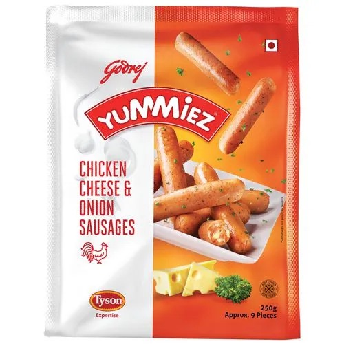yummiez Chicken Sausages - Cheese & Onion, 250 g