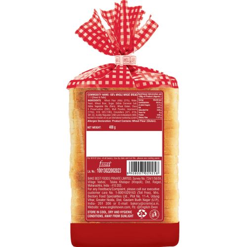 English Oven 100 % Whole Wheat Bread, 400 g