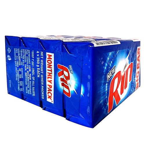Rin Detergent Bar, 250 g (Pack of 4)