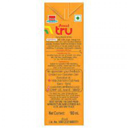 Amul Tru Orange, 180 ml Tetra Pak