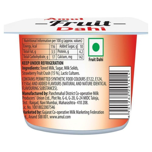 Amul Fruit Dahi - Strawberry, 100 g Cup