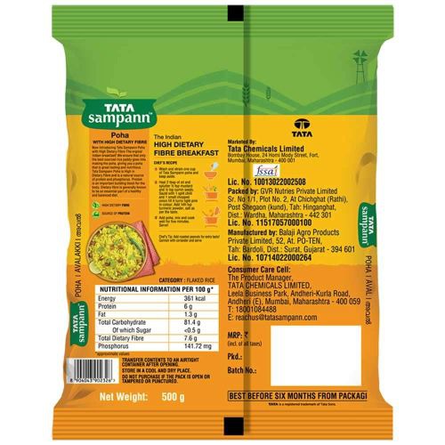TATA Sampann Poha 500g , High in Fibre