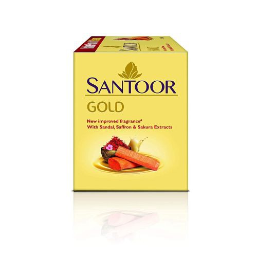 Santoor Gold Soap with Saffron, Sandal & Sakura Extracts, 125g (Pack of 6)