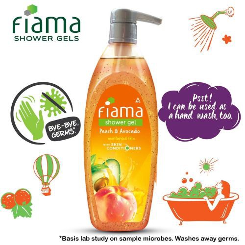 Fiama Shower Gel Peach & Avocado, Body Wash Pump with Skin Conditioners for Soft Moisturised Skin 500gm
