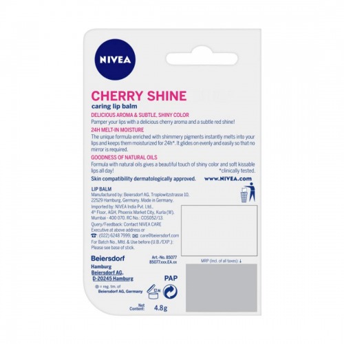 NIVEA Lip Balm, Fruity Cherry Shine 50gm