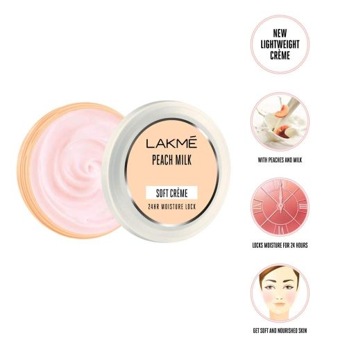 Lakme Peach Milk Soft Crème (Cream), Light Weight With 24Hr Moisture Lock, 250 g
